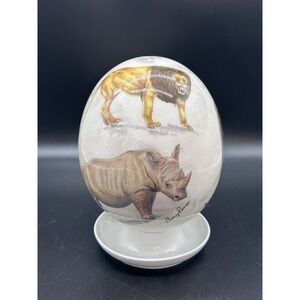 Sherry Rowe South Africa Ostrich Egg Big Five Safari African Art‎ Decoupage